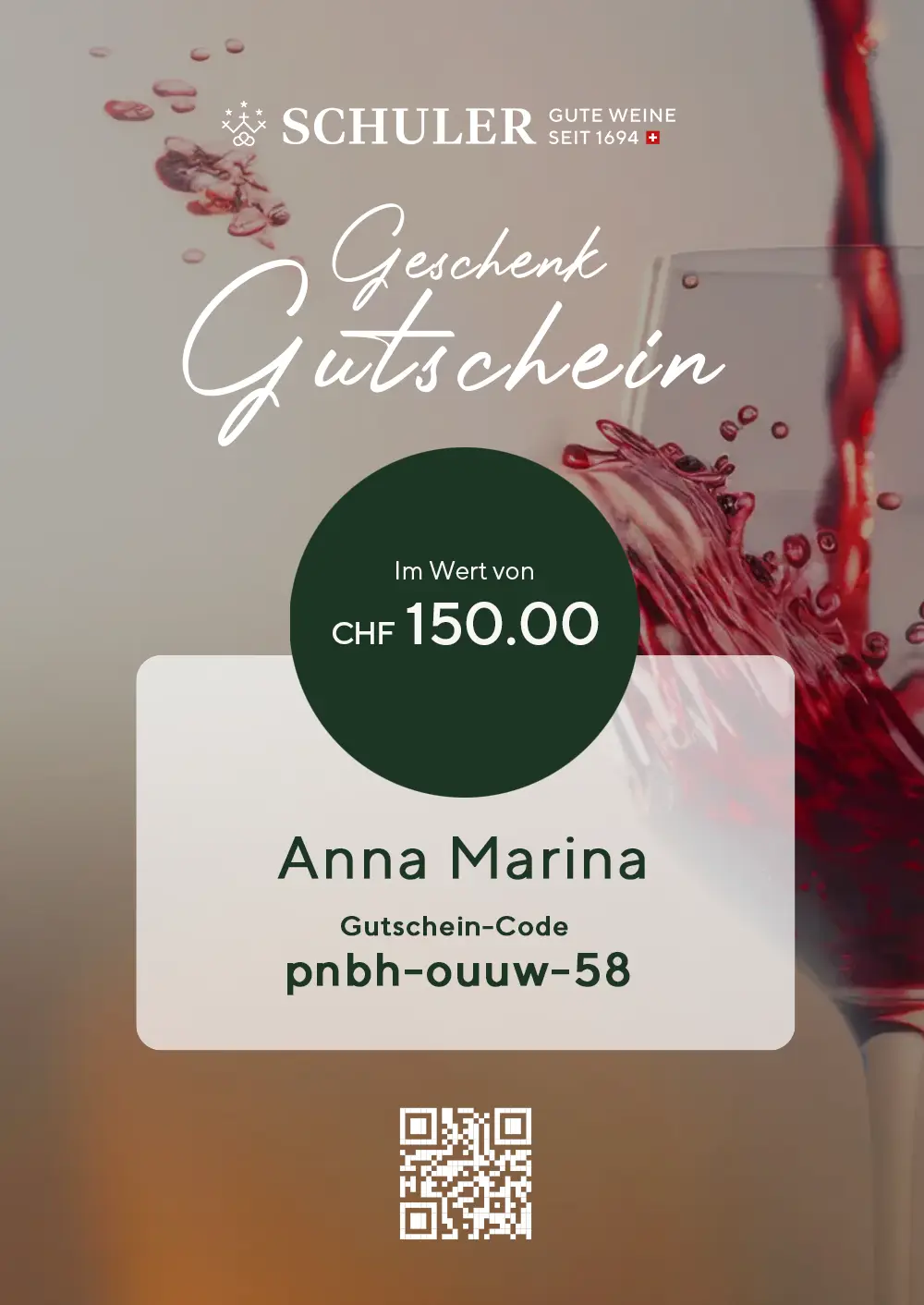 Geschenk-Gutschein mit individuellem Betrag Geschenk-Gutschein mit individuellem Betrag