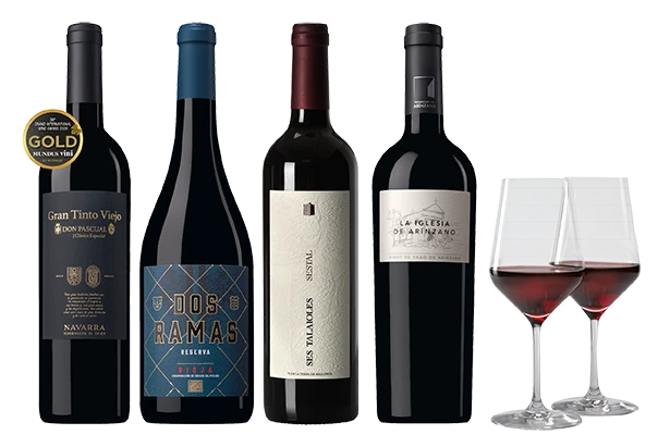 Colis de grands vins rouges d'Espagne