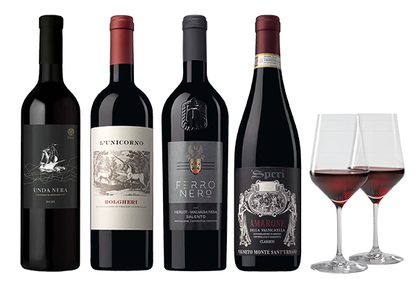 Colis de grands vins rouges italiens