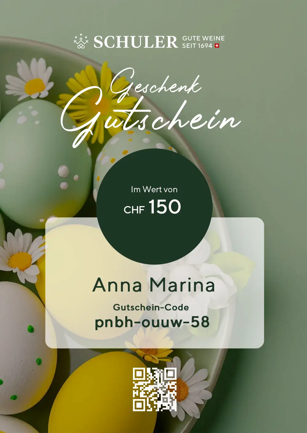 Chèque cadeau avec montant individuel