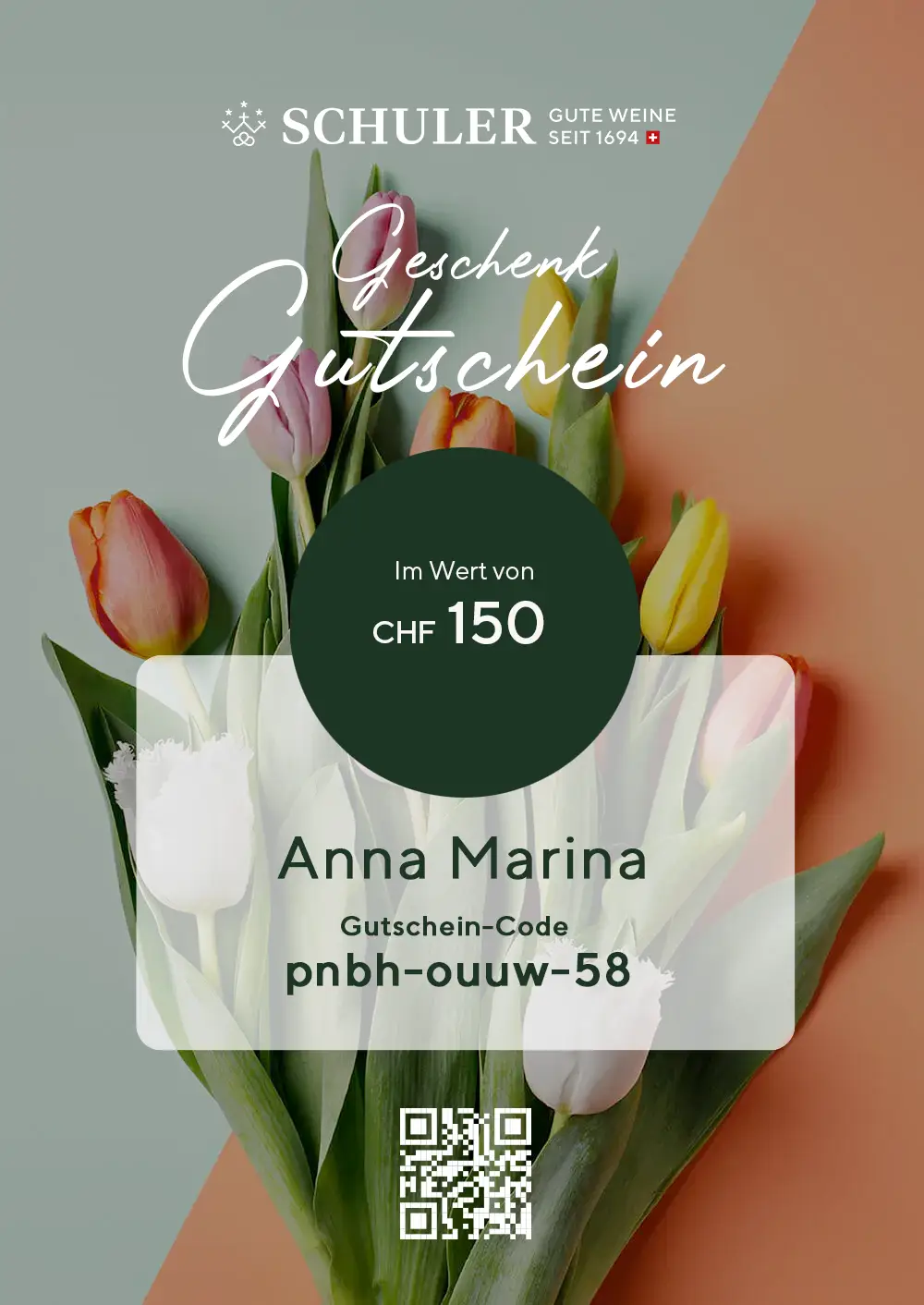 Chèque cadeau avec montant individuel