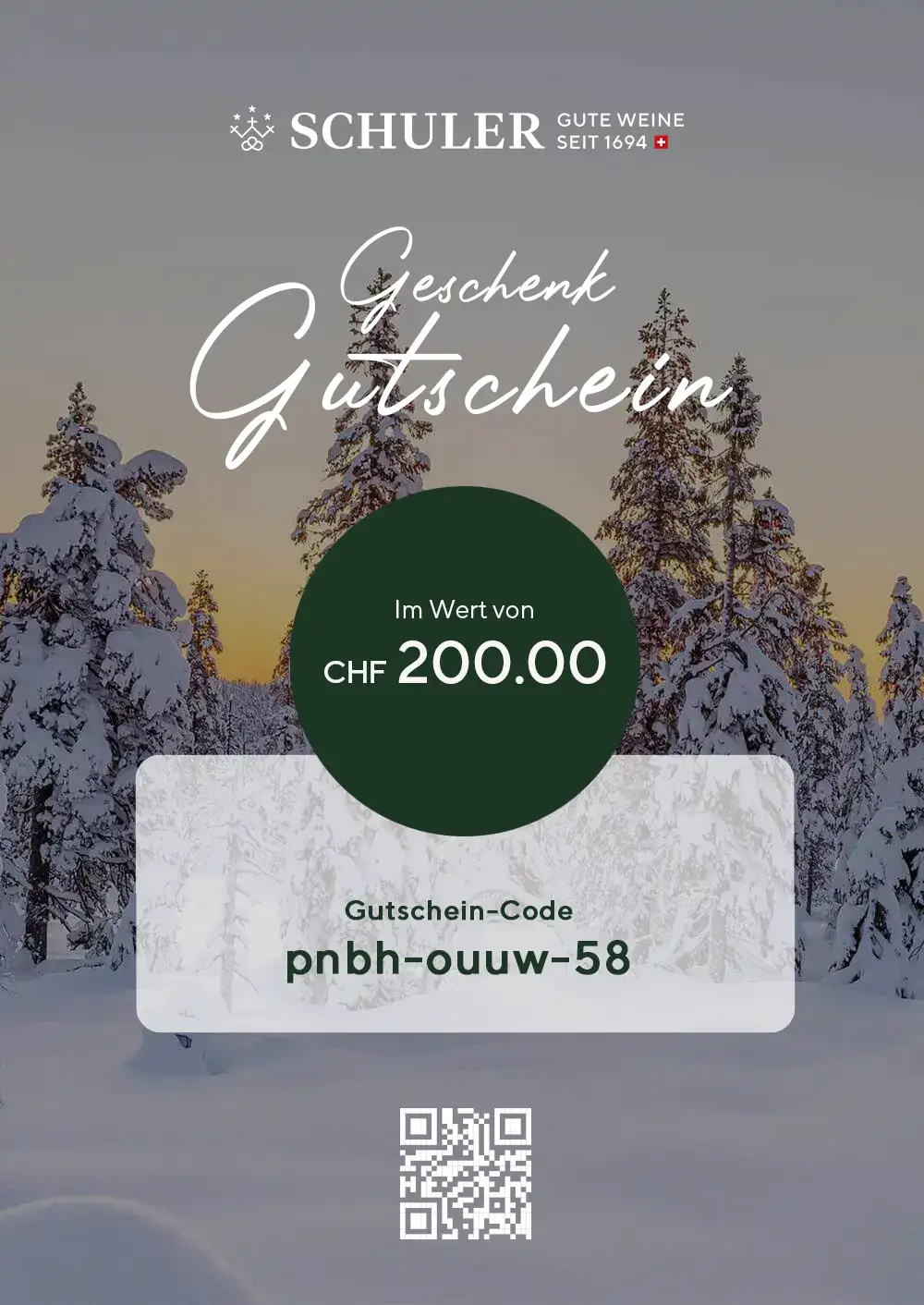 Geschenk-Gutschein CHF 200