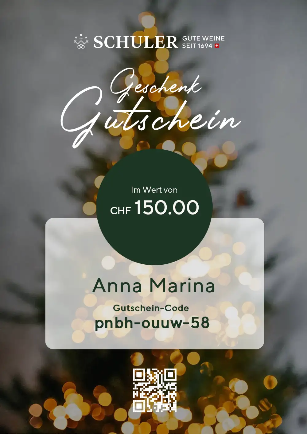 Chèque cadeau avec montant individuel