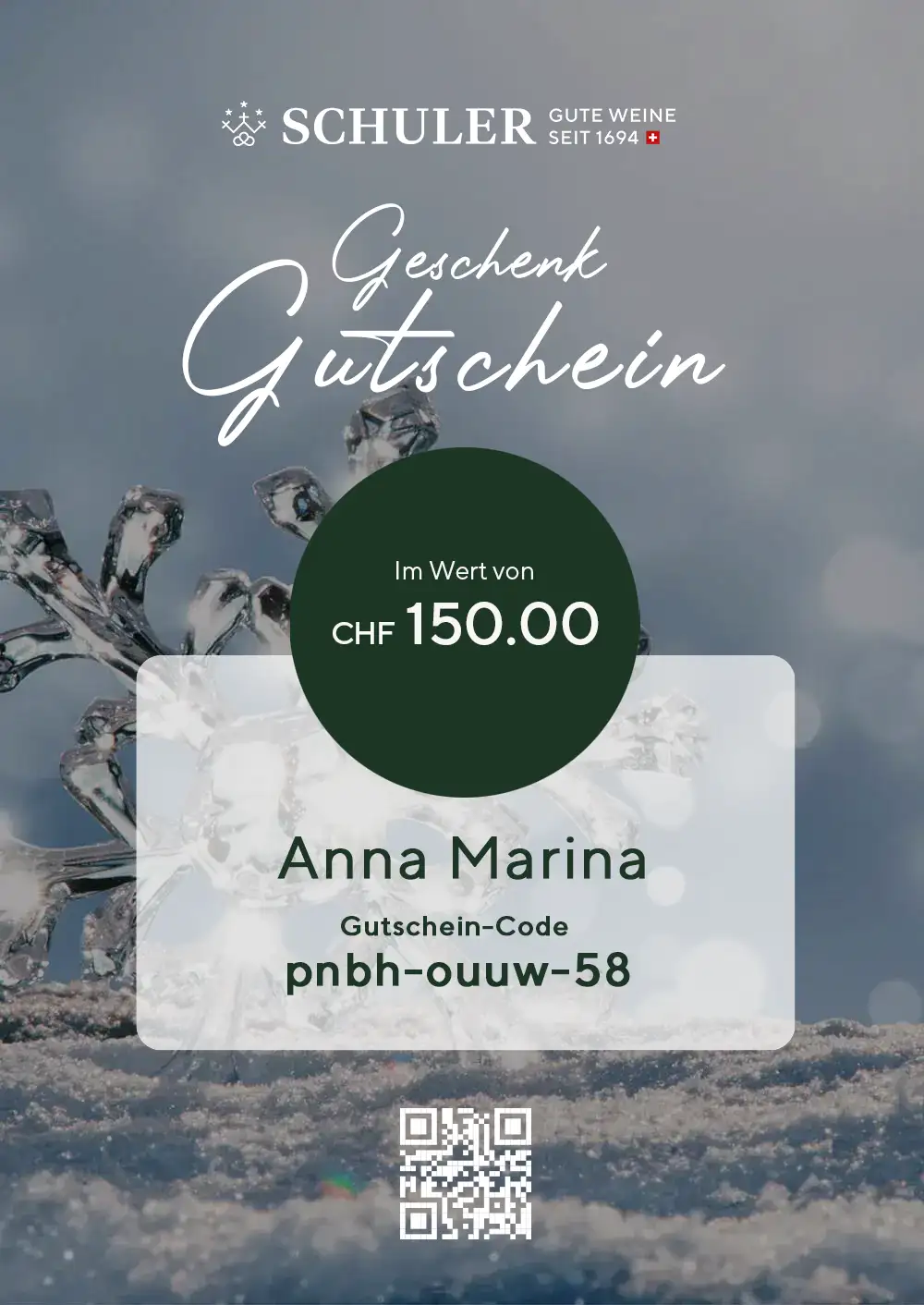 Geschenk-Gutschein mit individuellem Betrag