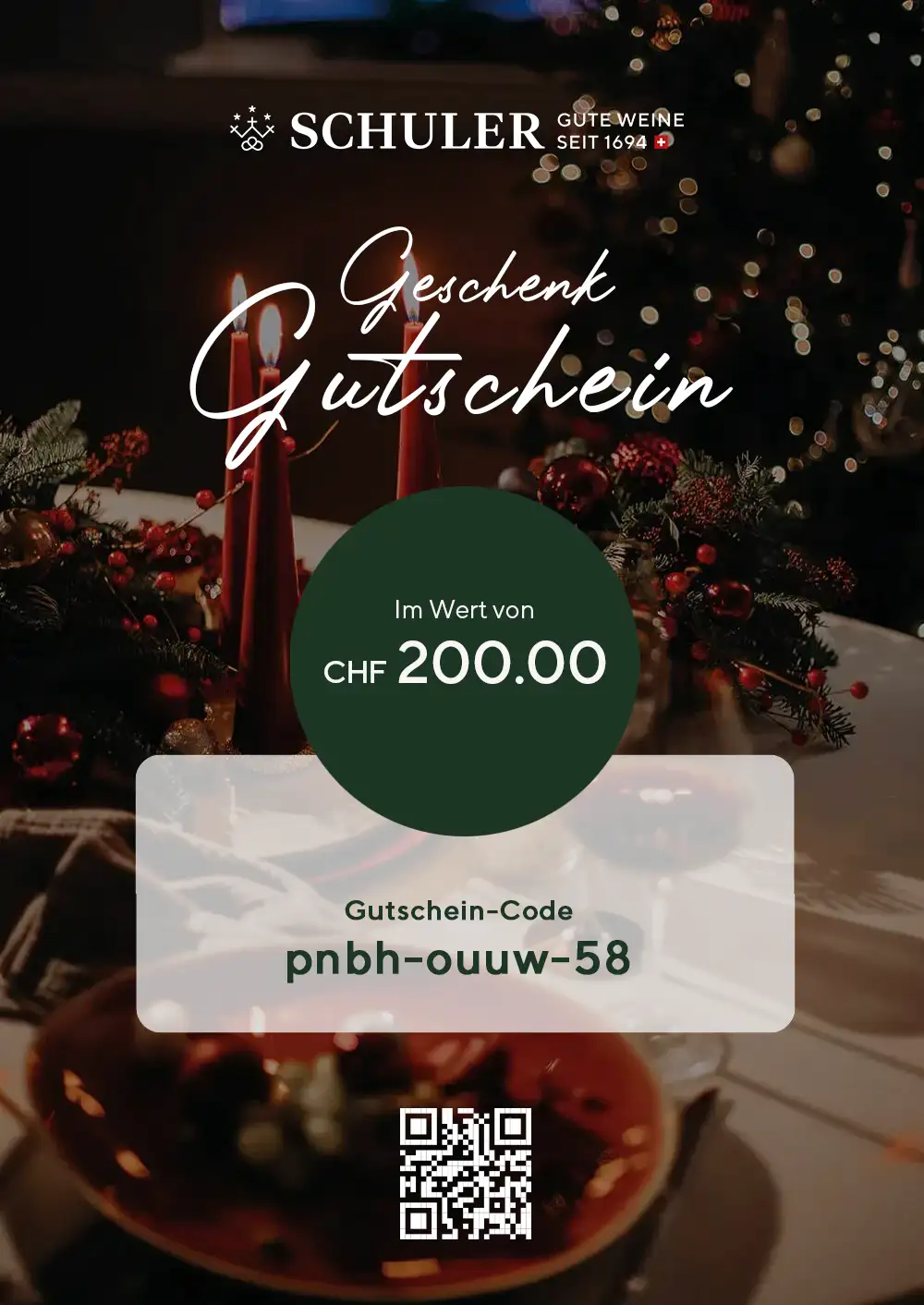 Chèque cadeau CHF 200